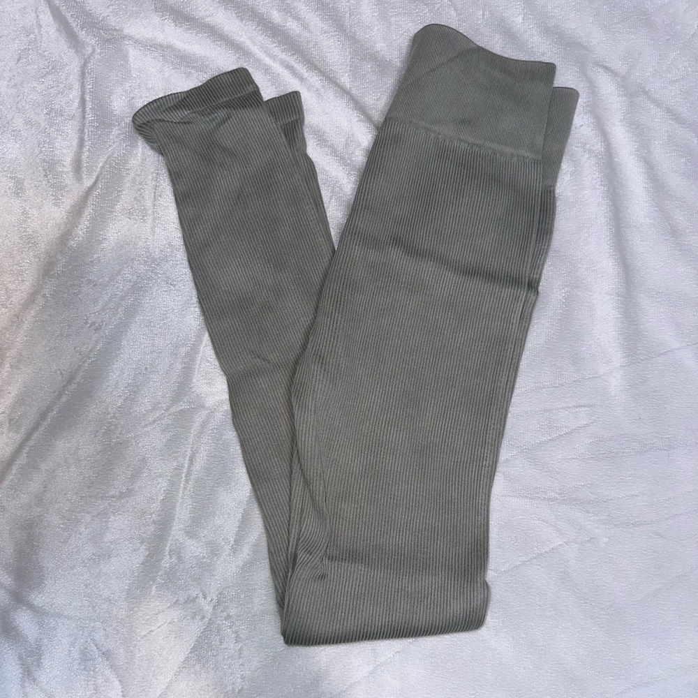 Green Ribbed Leggings